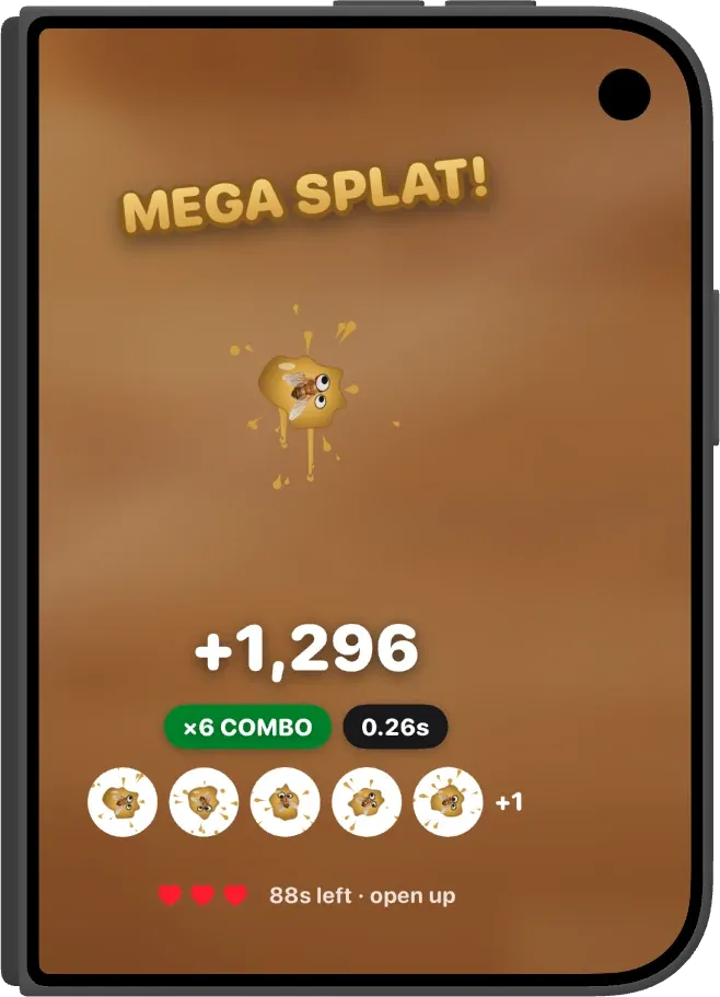 The iPhone Duo game: a Mega Splat for +1,296 points with a x6 combo
